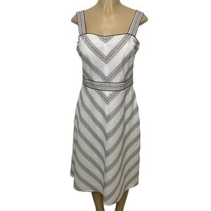 Ann Taylor Loft Chevron Striped Sleeveless Dress White 8